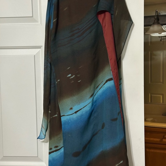 Vintage C’est Duo Brown & Blue Wrap Skirt in a Size Medium - Picture 8 of 8